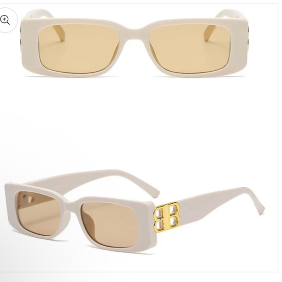 Accessories - Cream sunglasses with gold accents